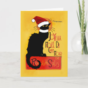 Cartão De Festividades Le Chat Noir Chapéu de Natal Natal