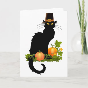 Cartão De Festividades Le Chat Noir Thanksaquilo e Pilgrim Turkey