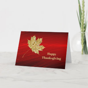 Cartão De Festividades Leaf Gold Foil Red Graphic Thanksgiving