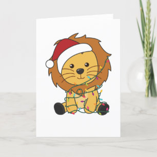 Cartão De Festividades Leão de Natal Neve Animais de inverno Leões