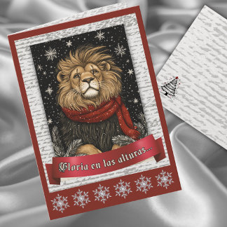 Cartão De Festividades Leão Majestoso de Natal