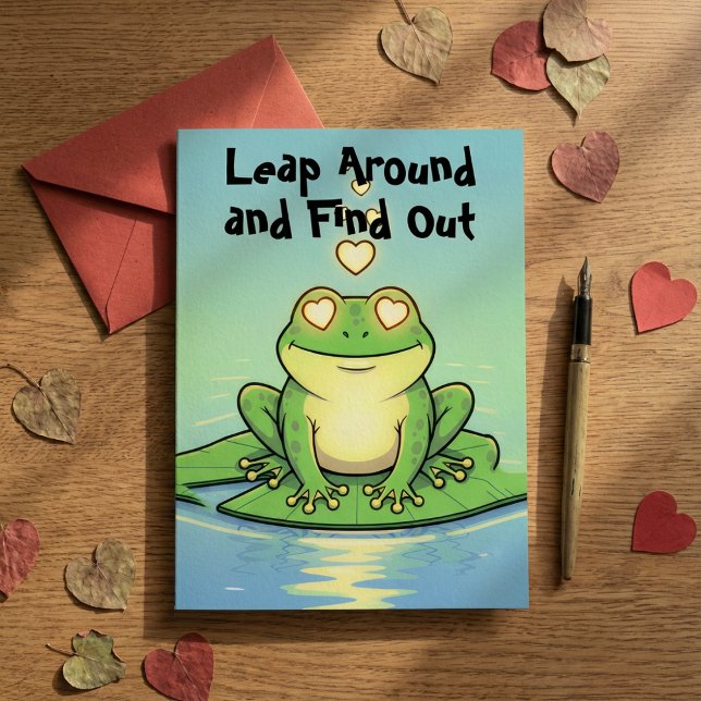 Cartão De Festividades Leap Around & Find Out Funny Frog Pun Valentine's  (Criador carregado)