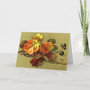 Cartão De Festividades Leaves and Berries Vintage Autumn Greeting Card