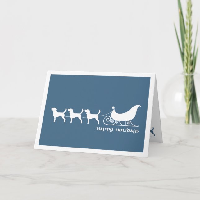 Cartão De Festividades Lebreiros que puxam o trenó do papai noel (Frente)