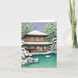 Cartão De Festividades Legal cena de inverno do japonês Hasui Kawase orie