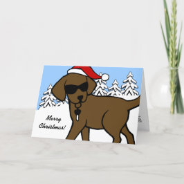 Cartão De Festividades Legal Chocolate Labrador Cartoon Natal