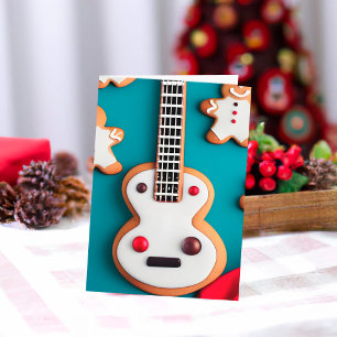 Cartão De Festividades Legal guitarra - Pão-Gingerido Decorado - Natal