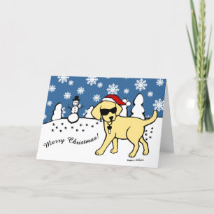 Cartão De Festividades Legal Natal do Cartoon Amarelo Labrador