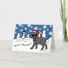 Cartão De Festividades Legal Natal do Cartoon Black Labrador