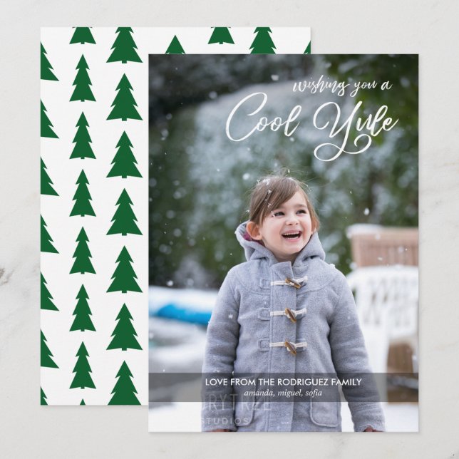 Cartão De Festividades Legal Yule Escreve Sua Fotografia No Natal Das Árv (Frente/Verso)