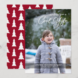 Cartão De Festividades Legal Yule reproduz seu Natal da Burgundy Fotográf