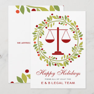 Cartão De Festividades Lei de Holly Wreath, Escala de Justiça Vermelha,