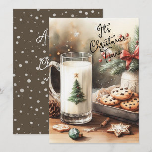 Cartão De Festividades Leite e Biscoitos para o Papai Noel