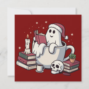 Cartão De Festividades Leitura de Livros Fantasmagóricos Natal Professor