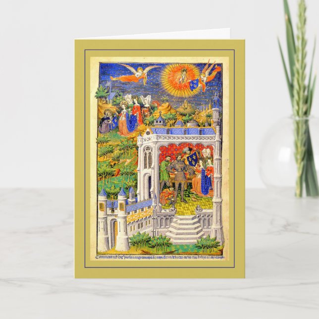 Cartão De Festividades Lenda do Fleur de Lis, Dourado francês (Frente)