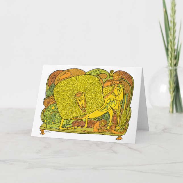 Cartão De Festividades Leões no sofá (Frente)