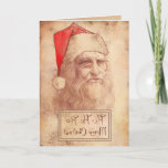 Cartão De Festividades Leonardo cómico como o papai noel<br><div class="desc">Leonardo com chapéu e Feliz Natal do papai noel e Ho,  Ho,  Ho escrito da direita para a esquerda. Boa escolha para todos seus amigos e família canhotos do gênio,  ou apenas amigos e família canhota,  ou apenas gênios,  ou apenas amigos. As palavras do cumprimento podem ser mudadas.</div>