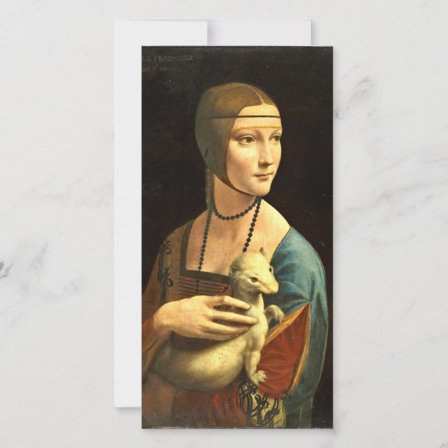 Cartão De Festividades Leonardo Da Vinci - A Dama Com Um Ermine (Frente)