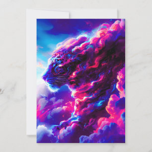 Cartão De Festividades Leopardo Neon Cósmico Futurista