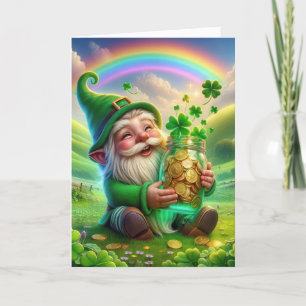 Cartão De Festividades Leprechaun Irlandês Com Moedas Douradas