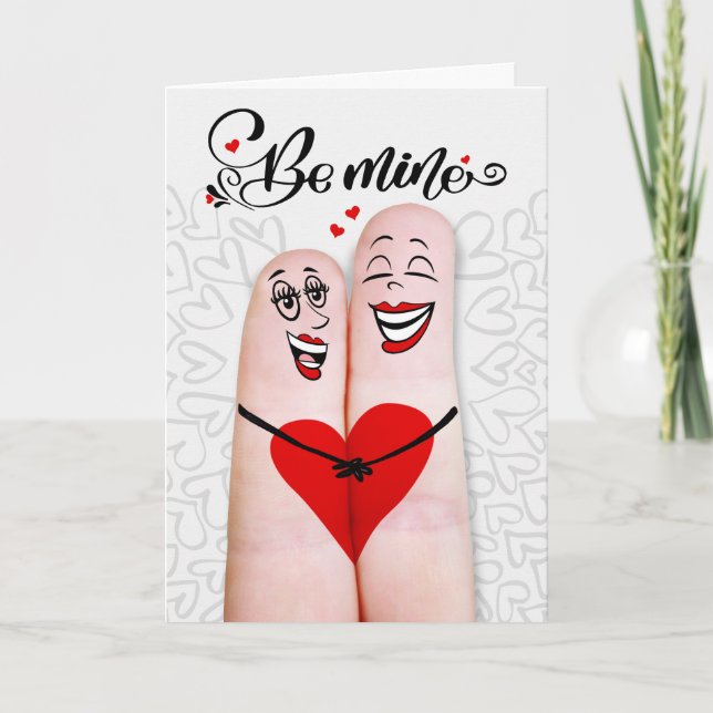 Cartão De Festividades Lesbian Partner Be Mine Valentine Finger Couple (Frente)