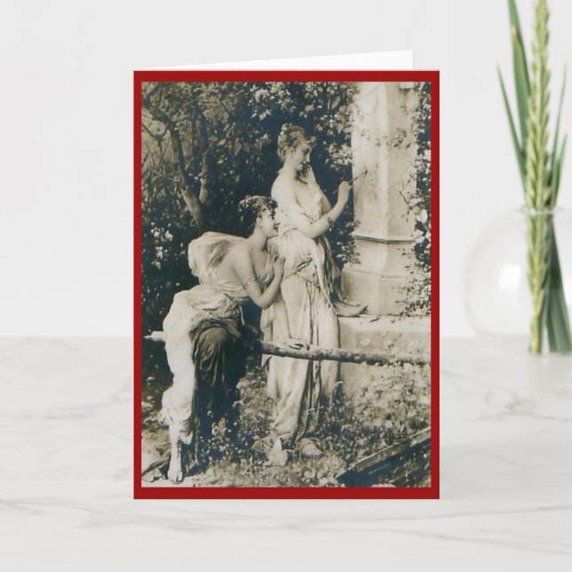 Cartão De Festividades Lésbica Namorados Girls Vintage (Frente)