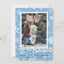 Cartão De Festividades Let it Snow Snowflake Holiday Card with Photo