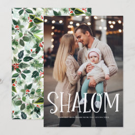 Cartão De Festividades Letra Branca de Shalom Foto Sobreposta Hanukkah