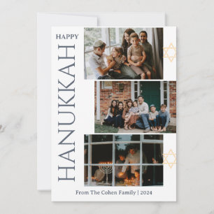 Cartão De Festividades Letra branca feliz Hanukkah família três foto