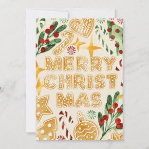 Cartão De Festividades Letra de biscoitos de pão de Natal feliz