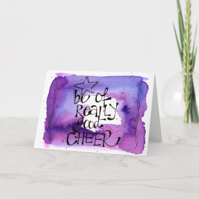 Cartão De Festividades Letra de Cores Aquáticas de Natal Divertida (Frente)