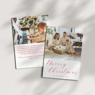 Cartão De Festividades Letra de Foto de Natal Simples e Vermelha