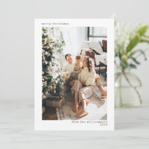 Cartão De Festividades Letra de Foto do Natal Dois 2 minimalista da tipog