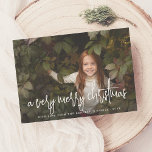 Cartão De Festividades Letra de Script e Estrelas Foto de Natal<br><div class="desc">Comemore a temporada com este cartão de feriado moderno e simples da Cali Graphics. A frente deste cartão de Natal apresenta uma foto de sangria de cheio da sua escolha. Na parte inferior do cartão, há a saudação de sua escolha escrita em um script de assinatura de na moda. Há...</div>