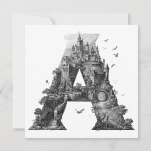 Cartão De Festividades Letra Fantasia A com Castelos no Céu Livro Ilustra