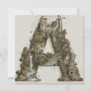 Cartão De Festividades Letra Fantasia A com Castelos no Céu Livro Ilustra