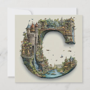 Cartão De Festividades Letra Fantasia C com Castelos no Céu Livro Ilustra