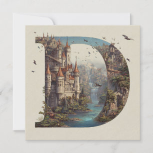 Cartão De Festividades Letra Fantasia D com Castelos no Céu Livro Ilustra
