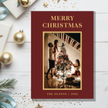 Letra vermelha e foto de Natal clássico minimalist