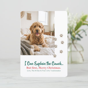 Cartão De Festividades Letras à Mão Foto Engraçada de Cachorro Natal