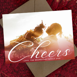 Cartão De Festividades Letras Clássicas CHEERS Gradiente Vermelho Foto