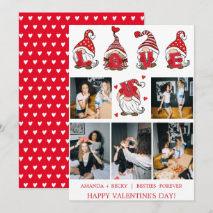 Cartão De Festividades Letras de Amor Gnomos BFF Cinco Fotos Vermelho