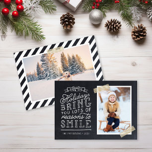 Cartão De Festividades Letras em Quadro-Negro para Foto de Família Festiv