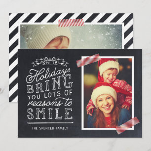 Cartão De Festividades Letras em Quadro-Negro para Foto de Família Festiv