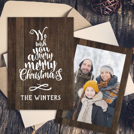 Cartão De Festividades Letreiro de árvore de Natal em madeira rústica par