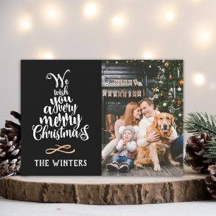 Cartão De Festividades Letreiro de árvore de Natal preto e branco Foto