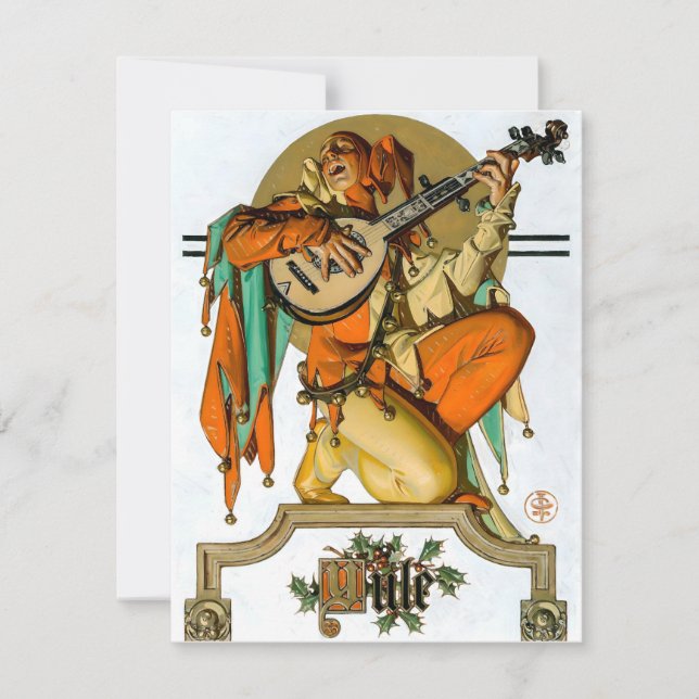 Cartão De Festividades Leyendecker Yule Jester (Frente)