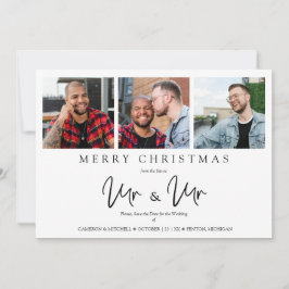 Cartão De Festividades LGTB Gay Whimsical MR & MR Christmas Wedding Photo