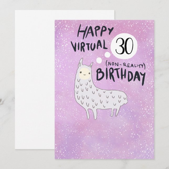 Cartão De Festividades Lhama Engraçado Virtual Feliz Aniversário (Frente/Verso)