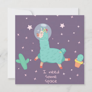 Cartão De Festividades Lhama Espacial